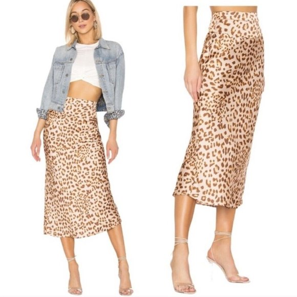 Free People Dresses & Skirts - Free People Normani Bias Animal Leopard Print Midi Skirt Bloggers Favorite Sz 4